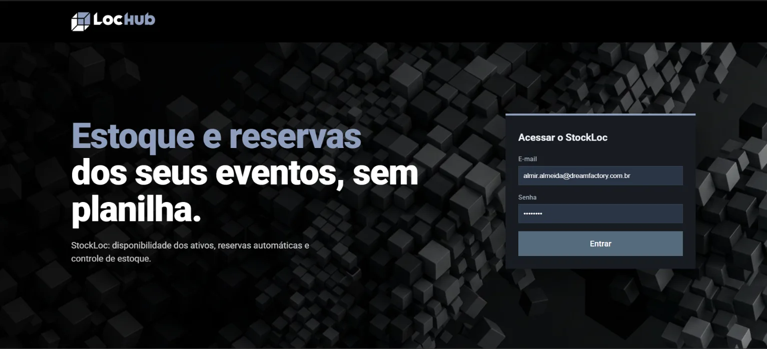 tela de login do stockloc